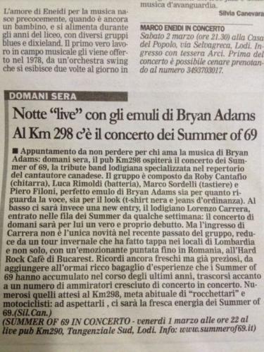 Notte live con gli emuli di Bryan Adams