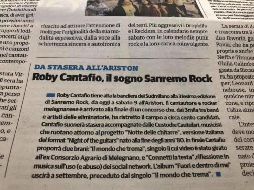 Roby Cantafio il sogno Sanremo Rock